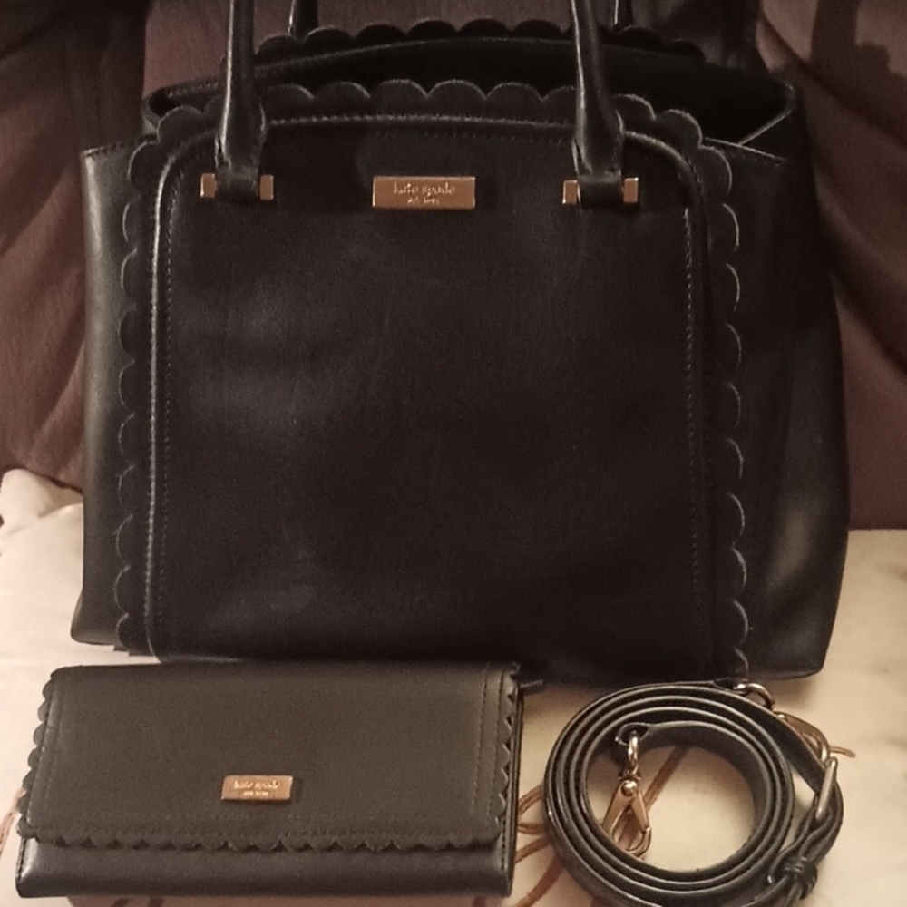 Kate Spade Black Scalloped Tote and FREE Wallet